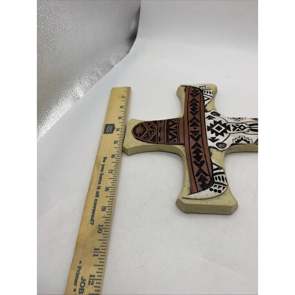Southwestern Tiki Tribal Tattoo Cowboy Hat Bull Cow Skull Wall Cross Plaque